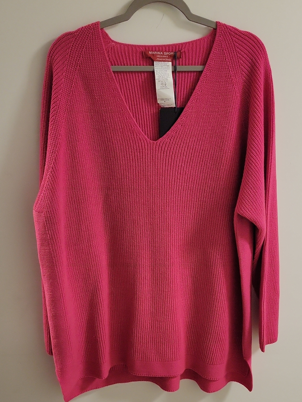 Marina Renaldi V-Neck LS Sweater – Hot Pink SUZE XL(22 24)